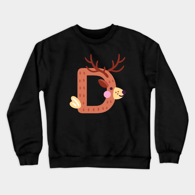 Letter D animal alphabet back to school Crewneck Sweatshirt by AwesomeDesignArt